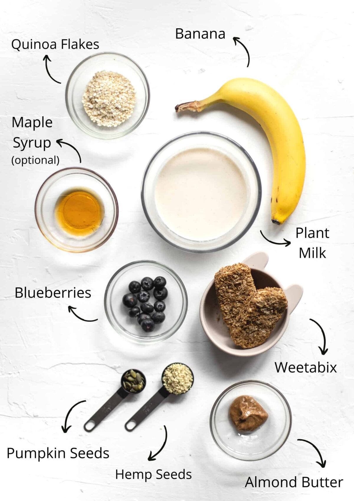 Overhead photo of the weetabix breakfast medley ingredients.